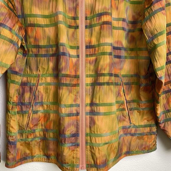 MYCRA PAC One Designer Orange Rain Jacket Coat Striped Zip Up Womens Petite - Picture 4 of 7